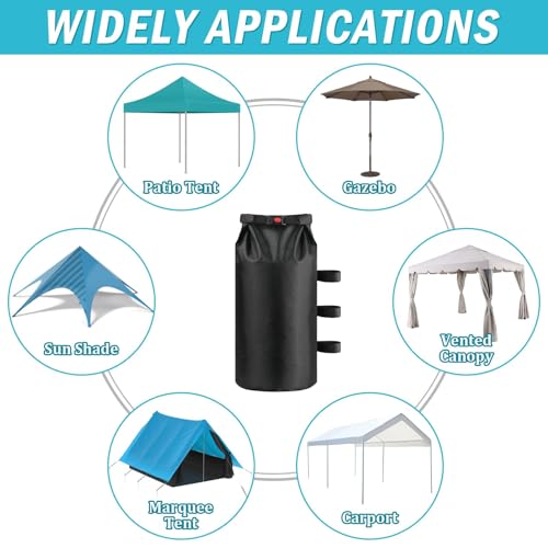 Extra Large 300 LBS Canopy Sandbags Weight Bags (4-Pack), 1680D Black Tent Outdoor Sand Bags, Heavy Duty Sandbag for Sunshade, Pop Up Sun Shelter, Gazebo Wide Legs, Patio Umbrellas (Without Sand) - size: 75LB (4-Pack)