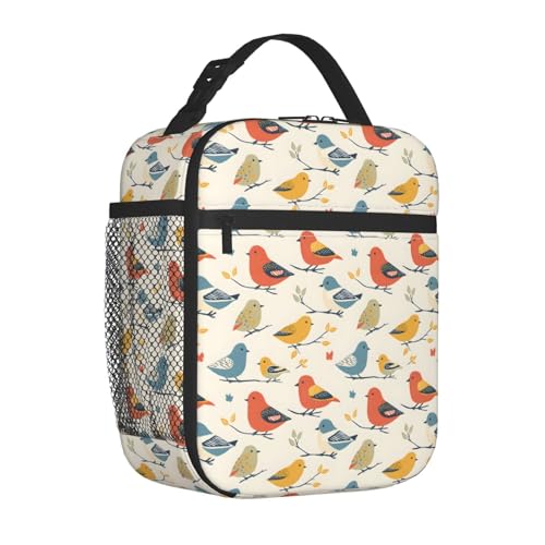 Bird Lunch Box Insulated Lunch Bag for kids Girls Boys Women,Reusable Lunch Box Containers for Women Men,Durable Cooler Tote Bag Lunchbox for Office/School/Picnic - color: Bird02