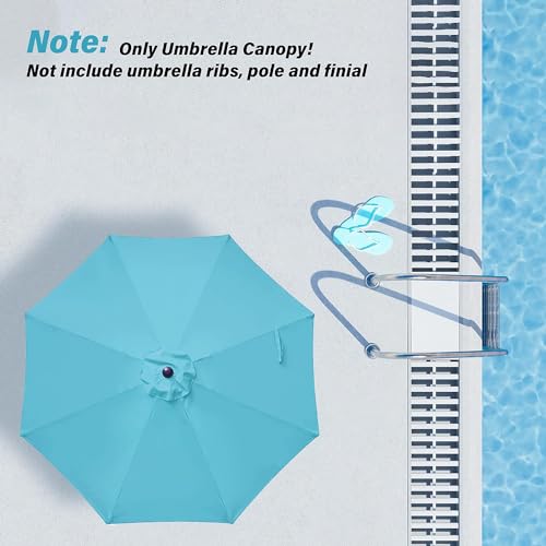 Simple Deluxe 2 Pack 9' Patio Umbrella Replacement Canopy Only Outdoor Table Market Yard Umbrella Replacement Top Cover with 8 Ribs, Turquoise - color: 2P-Turquoise Canopys, size: 9ft