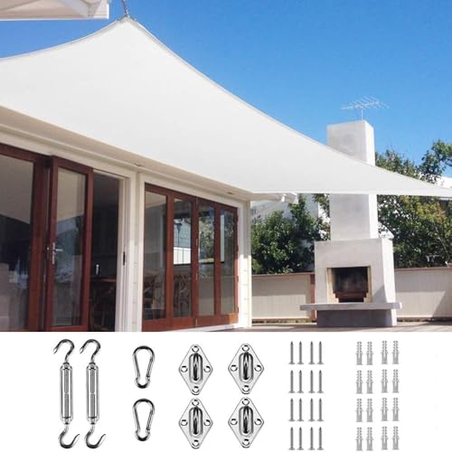 Quictent 12x16ft 185G HDPE Rectangle Sun Shade Sail Canopy White 98% UV Block Outdoor Patio Garden with Hardware Kit - color: White, size: 12 x 16 ft, style: Rectangle