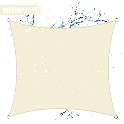 Neween Waterproof Sun Shade Sail Square UV Block Canopy for Outdoor Patio and Garden, Yard Activities (6'x6', Beige) - color: Beige, size: 6'x6'