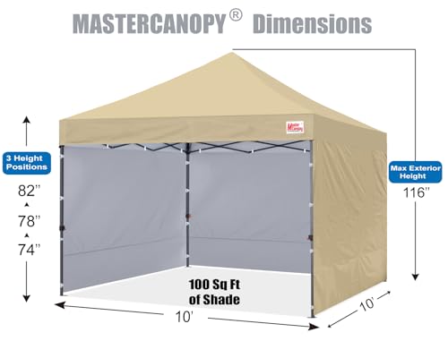 MASTERCANOPY Heavy Duty Pop up Canopy Tent with Sidewalls (10x10,Beige) - color: Beige, size: 10x10