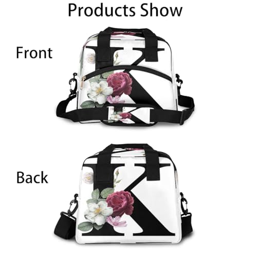 Letter K Insulated Lunch Bag for Women Men Reusable Waterproof Lunch Box Cooler Tote Bag One shoulder portable meal bag Portable Adult Lunchbox for Work Picnic Hiking Beach - color: Letter K