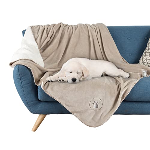 Waterproof Blanket for Dogs and Cats - Reversible 50x60 Throw for Couch, Bed, or Car Protection Against Spills, Stains, and Pet Fur by PETMAKER (Tan) - color: Tan, size: Small