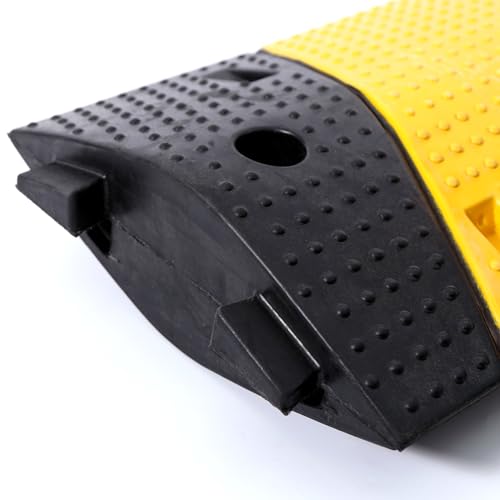 Speed Bumps for Asphalt Fold Rubber Speed Humps with Yellow Targets for Gravel Driveway Concrete Road, 1 Pack - color: Black and Yellow