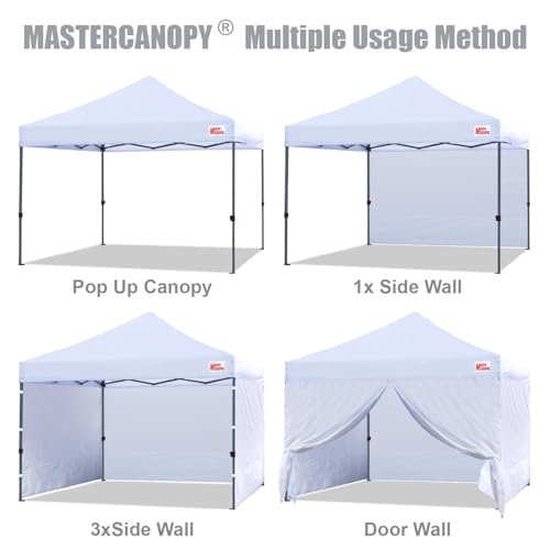 MASTERCANOPY Heavy Duty Pop-up Canopy Tent with Sidewalls (10x10,White) - color: White, size: 10x10