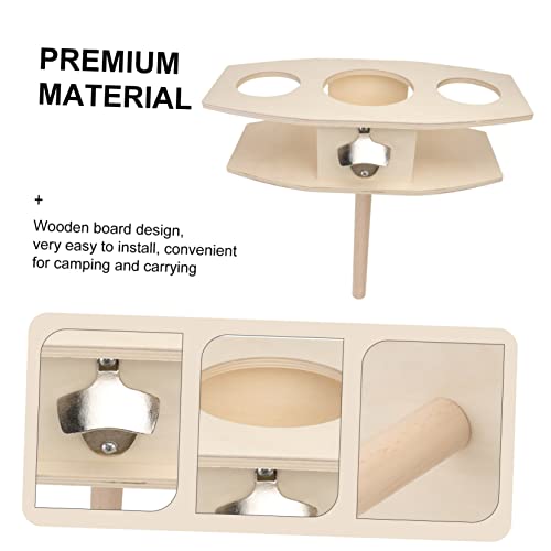 GLEAVI 1Pc Detachable Wooden Beer Stake Outdoor Wine Rack for Picnics Camping Concerts Khaki Color Elevates Drinks Keeps Them Stable Above Ground