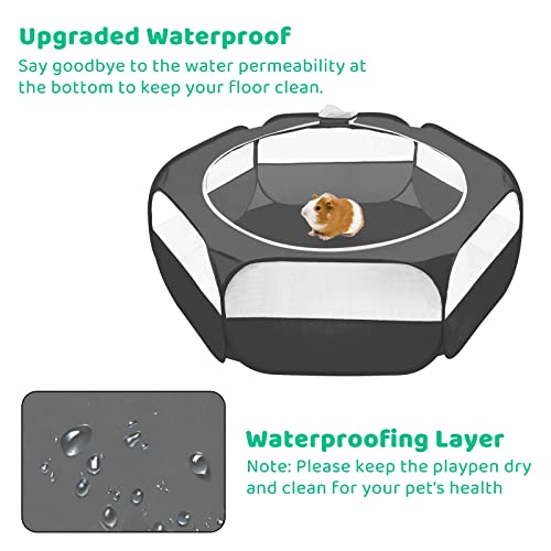 Amakunft Small Animal Pop-Up Playpen with Mesh Cover, 47'' x 23.6'' x 15'' Chicken Brooder Box, Play Pen Indoor Outdoor for Guinea Pigs, Bunny, Rabbits, Ferrets, Chinchillas, Kittens - color: black