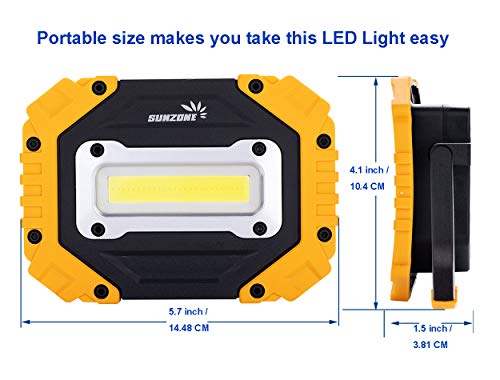 Sunzone Portable LED Work Light,AA Battery Powered Flood Lights,Super Bright Workshop Job Site Lighting for Camping, Hiking, Fishing, Car Repair with Emergency SOS Mode (2 Pack) - color: 2 Pack Yellow, size: AA Battery model