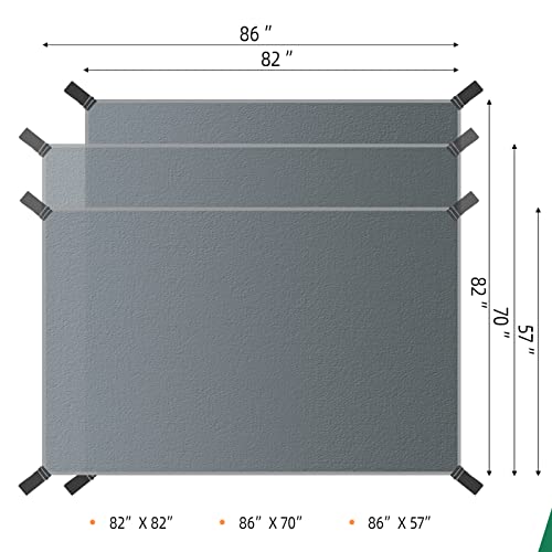 Camping Tarp Waterproof with Carry Bag for Under Tent, Ultralight Tent Footprint for Ground Camping Hiking (82" x 82") - size: 82" x 82"