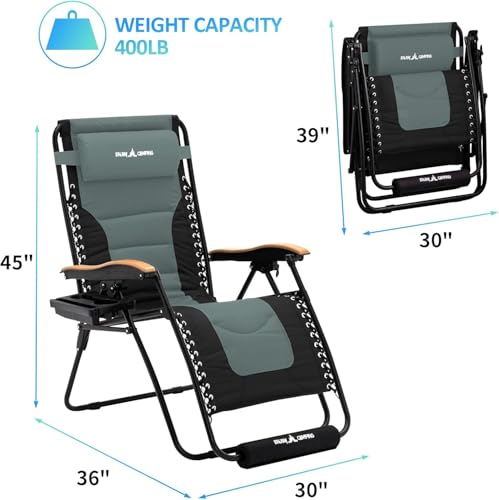 Amopatio Zero Gravity Chair with Cup Holder Patio Outdoor Folding Lounge Chairs with Footrest & Headrest for Indoor and Outdoor, Support 400LBS - color: Grey, style: 29in-1pc