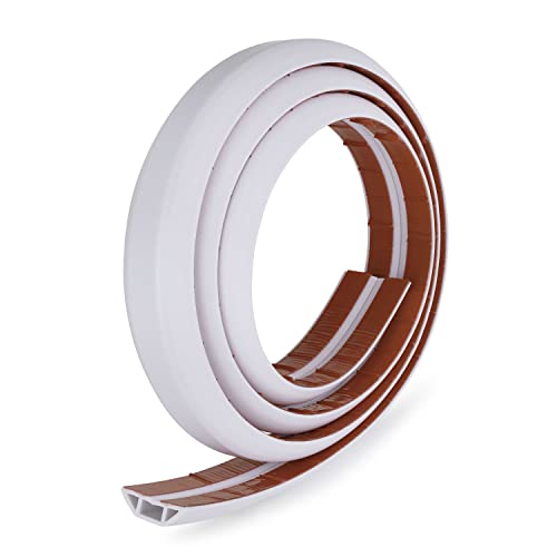 Rubber Bond TV Cord Hider Cable Protector - Strong Self Adhesive Wall Cord Cover Cable Hider - Low Profile Cable Management Wall Cord Concealer Cable Raceway - color: White - Two Thick Cords, size: 8 Feet