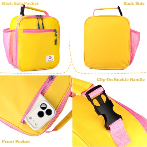 CaCTOUR Lunch Box Kids,Premium Insulated Lunch Bag for Girls Boys,Soft Bag Mini Cooler Back to School Thermal Reusable Lunch Bag for Work School Picnic (Yellow) - color: B-Yellow