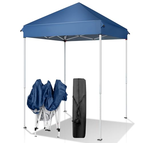Outvita 5x5 Pop Up Canopy Tent, Ez Up Outdoor Canopy Tent Instant Shelter with Carry Bag Straight Legs Patio Balcony Porch Backyard Garden - style: 5x5-blue