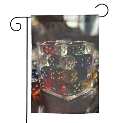 Games Dice Set Print Garden Flag 12" X 18" Double Sided Outdoor Yard Welcome Flag Lawn Flag Holiday Banner For Patio Party Farmhouse Decoration