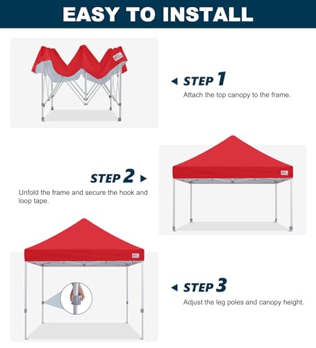 MASTERCANOPY Pop Up Canopy Tent Commercial Grade 10x10 Instant Shelter (Red) - color: Red, size: 10x10