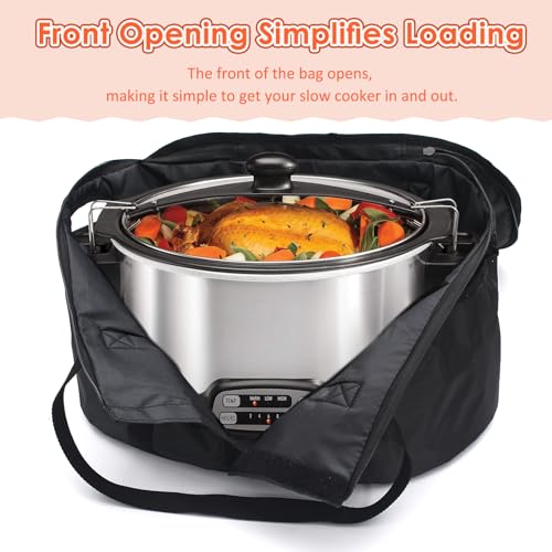 Portable Slow Cooker Travel Bag, Insulated Carrier Case for Most 4, 5, 6, 7, 8 Quart Crock, Internal Mesh Net Holds Pot in Place, Slow Cooker Carrier