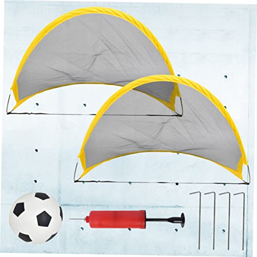 2Pcs Soccer Goal Net Set with Inflator Football and Iron Nails Portable Outdoor Training for Boys and Backyard Game