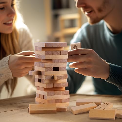 HI-REEKE Fun Couples Stacking Game Naughty Funny Wooden Block Tower Toy for Adults-48pcs