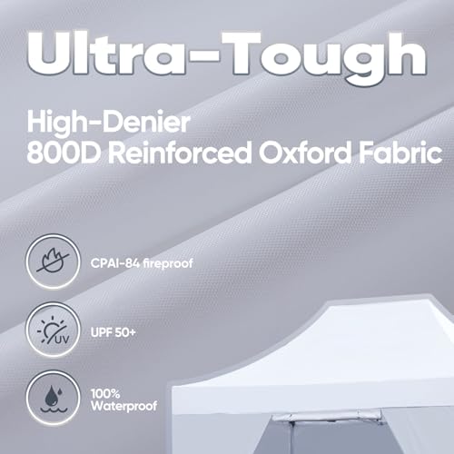 Quictent 10x15 Heavy Duty Pop Up Canopy Tent with Sidewalls, Hexagonal Legs- Commercial Instant Shelter with 3-Year Frame Warranty, 800D Waterproof Oxford Fabric for Weddings, Events, Outdoor Markets - color: White, size: 10x15ft