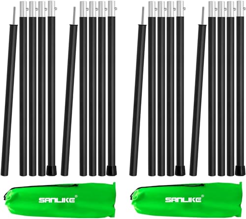 SANLIKE Aluminum Tent Poles for Tarp - 75in Collapsible Poles for Awnings, Canopy, Rain Fly, Shelter - 4 Sets-5 Sections - color: Black-5 Sections-4 Set