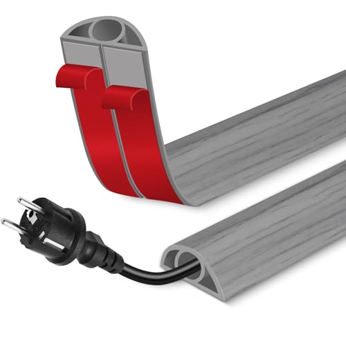 Floor Cord Cover for Wires on Floor Self Adhesive Cord Hider Floor Cable Management Wire Covers for Cords Protector Prevent Cable Trips Cord Cavity W 0.32" x H 0.32", Gray Wood, 3.3Ft - color: Gray Wood, size: 0.78 In x 3.3 Ft