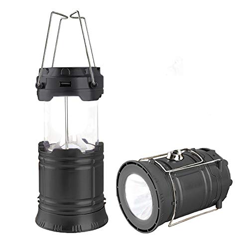 Censinda LED Camping Lantern, Solar and Rechargeable Lantern Flashlight Collapsible and Portable Light for Daily/Camp/Hiking/Night Fishing/Emergency/Hurricanes/Storm(Black, 1 Pack) - style: Black