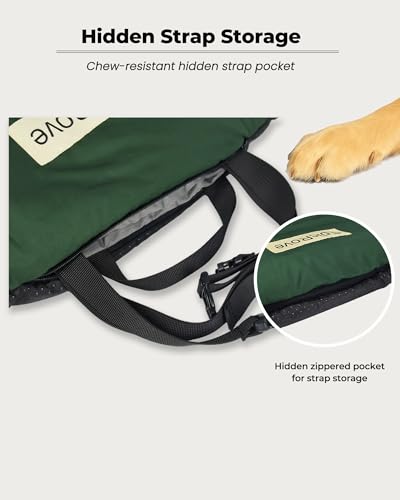RovePad Trail Dog Bed Mat 43"x27" – Waterproof Non Slip Outdoor Travel Mat for Camping & Car – Silent Peachskin Roll-Up Pad for Medium & Large Dogs, Machine Washable - color: Green