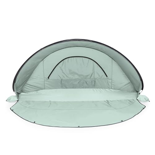 Picnic TIME Manta Portable Beach Tent, Fully-Assembled Pop Up Tent, Beach Shade and Sun Shelter, Instant Outdoor Shade with Carrying Bag for Outdoors and UPF50+ UV Protection, (Light Green) - color: Light Green