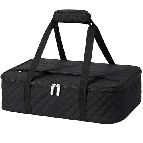 Insulated Casserole Carrier Portable Food Tote for Hot or Cold – Fits 9"x13" Baking Dish, Lasagna Holder for Parties, Picnic, Travel, Beach - Black - color: Black