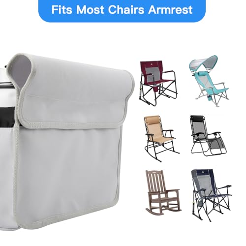 Xxerciz Beach Chair Cup Holder, Camping Chair Armrest Drink Organizer with Easily Attached Hook and Loop Strap, Universal Chair Accessory for Water Bottle, Sunglasses, Phone, Tablet, etc. (Gray) - color: Gray