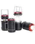 Lichamp 4 Pack Lantern Camping Essentials Lights, Battery Powered Collapsible Lanterns Flashlights with Red Strobe/SOS, Magnetic Base, for Power Outages, Hurricane, Tent Lights for Emergency