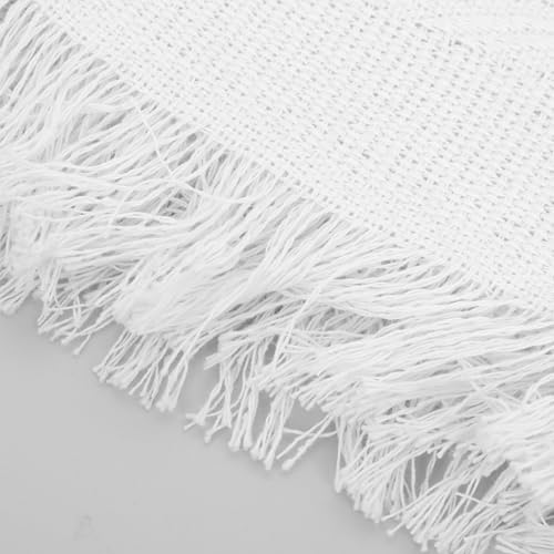 Alasum White Picnic Blanket Waterproof Outdoor Mat with Fringe 90x180cm Portable Beach and Camping Rug Boho Style for Park, Photoshoots, and Travel