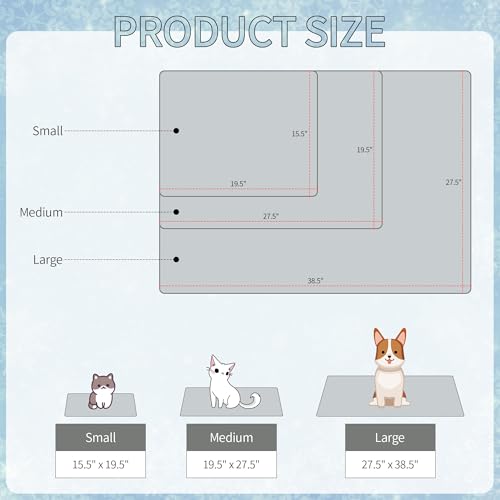 DELIFUR Cat Cooling Mat- Pet Cooling Mat Outdoor for Dogs Self Pad for Kitten Cat Puppy Machine Washable (Medium, Grey Shark) - color: Grey Shark, size: M: 27.5" x 19.5"