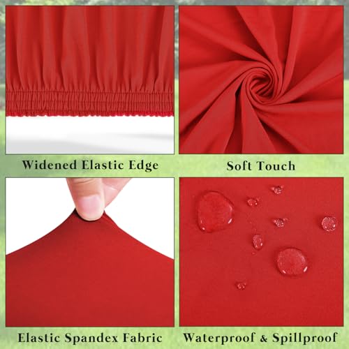 6 Pack Picnic Fitted Table Cover for 6 Foot Tablecloth for Rectangle Tables Waterproof Stretch Washable Folding Indoor and Outdoor Spandex Table Cloth for Camping Banquet and Parties (Red,30" x 72") - color: Red, size: 30"x72" (Pack of 6)