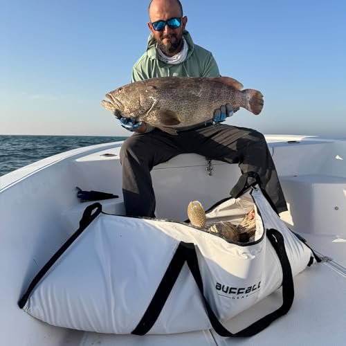 Buffalo Gear Insulated Fish Cooler Bag Portable Fish Kill Bag Keep Ice-cold More Than 48 Hours - color: White, size: 48x18in