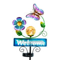Butterfly Garden Decorations for Outside, Solar Waterproof Stake Lights with Welcome Sign for Yard Lawn Patio Pathway, Warm Gifts for Mom Grandma Housewarming (Butterfly) - style: Butterfly