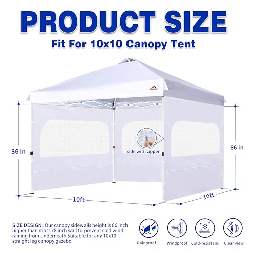 SCOCANOPY Sunwall for 10x10 Canopy Frame with Zipper, 3Pack Sunwalls Only, (White) - color: White, size: 10X10