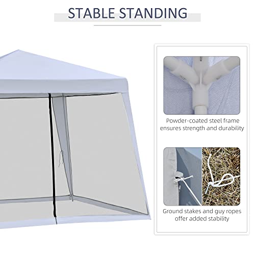 Outsunny 10'x10' Outdoor Canopy Tent, Slant Leg Sun Shelter with Mesh Sidewalls, Patio Tents for Parties, Grey - color: Gray