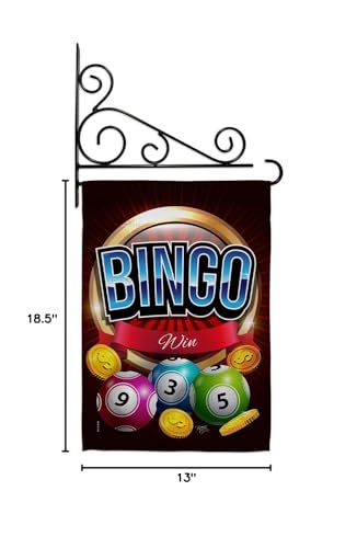 Bingo Win Garden Flag Set Wall Holder Interests Game Bunco Night Dice Poker Hobbies Leisure Activity Small Decorative Gift Yard House Banner Double-Sided Made In USA 13 X 18.5 - size: Garden Flag Set 13"x 18.5" w/ Wall Holder