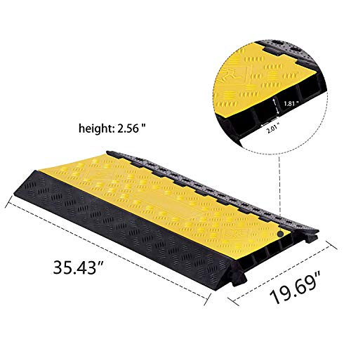 1 Pack Rubber Cable Ramp Hose Cable Protector Ramp 4 Channel 22000Lbs Load Capacity Traffic Speed Bump Wires Power Lines Extension Cord Cover for Indoor Outdoor - color: 22000lbs-4channel-1pack