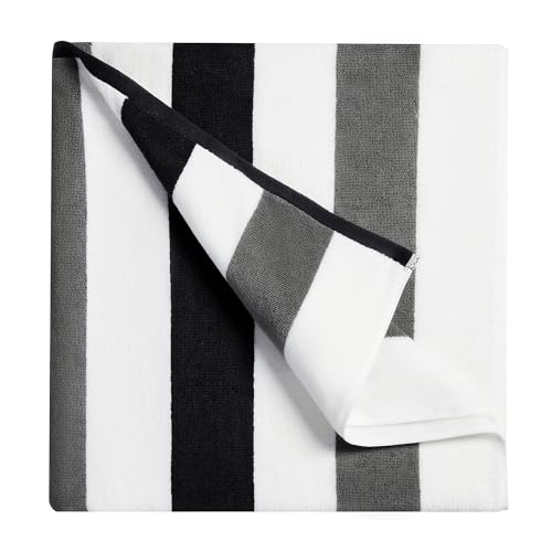 Bornbay Cotton Oversized Beach Towel - Extra Large 40"X70" Plush Thick Mens Beach Towels, XL Fluffy Stripe Pool Towels Charcoal Gray Swimming Towel for Adults Mens Women - color: Charcoal Gray