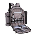 Picnic Backpack for 4 with Plates and Cutlery, Insulated Cooler Bag with Blanket & Wine Holder, All-in-One Outdoor Dining Set for Camping, Beach, Tailgating - 25L (Grey) - color: Gray