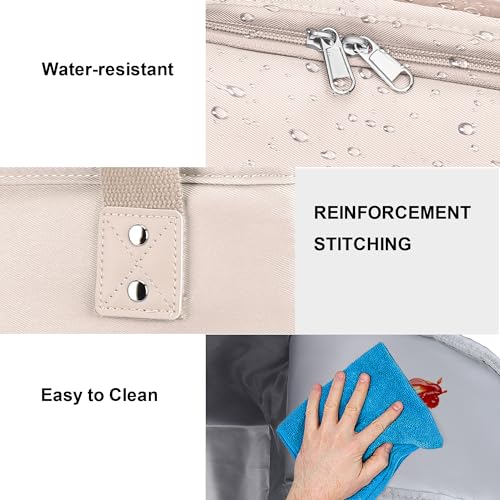 Hafmall Insulated Lunch Bag for Adults,Big lunch box for men, Wide Opening Insulated Bag with Shoulder Strap, Reusable Adult Lunch Bag For Work, Picnic(Beige) - color: Beige