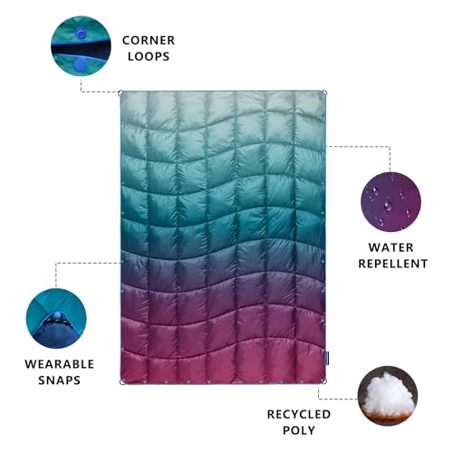Camping Blanket, Puffy Blanket Lightweight Windproof Water Resistant for Outdoors,Hiking, Backpacking,Beach,Car,Picnic,Stadium - color: Grad Purple, size: 52"x75"