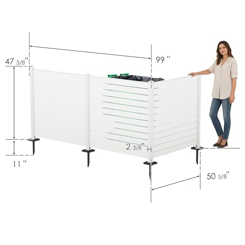 Kozyard 50" W x 48" H Outdoor Privacy Screens Aluminum Post, Air Conditioner Fence Panels, Pool Equipment Enclosure, Trash Can Screens Fence Kit for Outside Backyard Patio (White/3 Panels) - color: White/3Panels