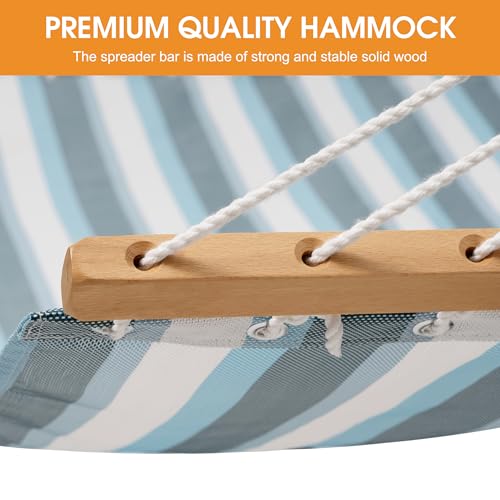 Lazy Daze Hammocks Quick Dry Hammock with Spreader Bar Textliene Fabric Double 2 Person Hammock with Chains Outdoor Patio Poolside Backyard Beach 450 lbs Capacity, Blue White Stripes - color: Blue White Stripes