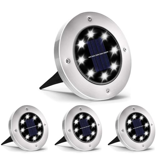 INCX 4.6 inch Solar Lights for Outside, 4 Pack Solar Light Outdoor Waterproof, Garden Lights Landscape Lighting for Lawn Yard Deck Driveway Walkway White - color: Cold, size: 4 Pack