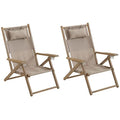 Lavish Home Set of 2 Beach Chair - Outdoor Weather-Resistant Wood Folding Chair with Backpack Straps - 4-Position Reclining Seat - Beach Essentials (Taupe) - color: Taupe, style: Set of 2