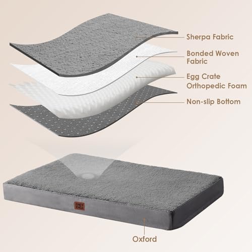 EHEYCIGA Orthopedic Medium Dog Beds for Small Dogs with Removable Washable Cover for Crate, Grey, 30x20 - color: Grey, size: 30*20*3.5 inches